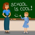 Teacher and schoolgirl writing on chalk board. Back to school. Royalty Free Stock Photo