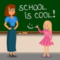 Teacher and schoolgirl writing on chalk board. Back to school. Royalty Free Stock Photo