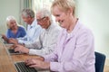 Teacher With Senior Students In Computing Adult Education Class Royalty Free Stock Photo