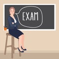 Teacher sitting in front of class writing exam in blackboard Royalty Free Stock Photo