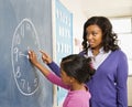 Teacher and Student at Blackboard Royalty Free Stock Photo