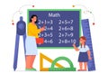 Teacher with student at math lesson vector Royalty Free Stock Photo