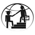 Teacher-student partnership icon. Educational progress and mutual assistance.