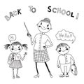 The teacher with the students. Back to school. Royalty Free Stock Photo