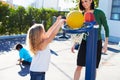 Teacher Supervising Breaktime At Elementary School Royalty Free Stock Photo