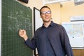 Portrait of a confident Caucasian male teacher in class Royalty Free Stock Photo