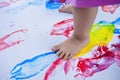 Education. Foot. Teach. Preschool. Child. Outdoor activity. Practive. Color. Royalty Free Stock Photo