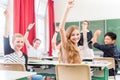 Teacher teaching a class of pupils in school Royalty Free Stock Photo