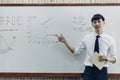 Teacher is teaching physics to students during the new school days after a long break, High school student classroom Royalty Free Stock Photo