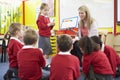 Teacher Teaching Spelling To Elementary School Pupils