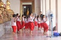 Teacher teachs thai dance to student