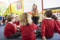 Teacher Telling Story To Elementary School Pupils
