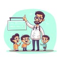 The teacher tells the children a lesson at the blackboard. Generative AI