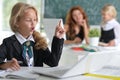 teacher with two girls at lesson