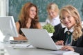 teacher with two girls at lesson