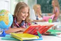 Teacher with two schoolgirls Royalty Free Stock Photo