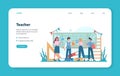 Teacher web banner or landing page. Profesor standing in front