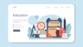 Teacher web banner or landing page. Profesor standing