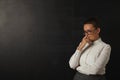 Teacher in white blouse at the blackboard Royalty Free Stock Photo