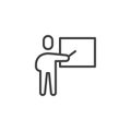 Teacher and whiteboard line icon