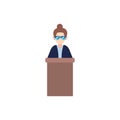 Teacher woman in speech podium flat style icon