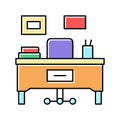 teacher working place color icon vector illustration