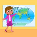 Teacher with world map vector