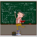 Teacher writing maths formula on chalkboard. 3D Royalty Free Stock Photo