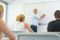 Teacher writing on whiteboard in front class Royalty Free Stock Photo