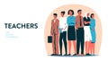 Teachers concept illustration. Vector flat illustration of a group of people standing as a team. Female and male school teachers