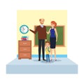 teachers couple with student boy in school classroom Royalty Free Stock Photo