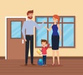 teachers couple with student boy in the school scene Royalty Free Stock Photo