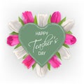 Teachers day card with tulips