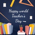 Happy world teacher day. Postcard template