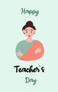 Teachers Day indian traditional womaan teacher illustration for celebration poster. Royalty Free Stock Photo