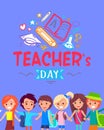 Teachers Day Blue Placard Vector Illustration