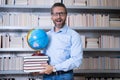 Teachers day. Teacher tutor in school classroom. Knowledge, education. Man with book teaching lesson in class Royalty Free Stock Photo