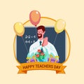 Teachers day vector illustration concept, Happy teachers day celebration vector, Flat tiny world educators holiday persons concept