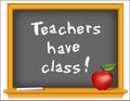 Teachers have class! Wood frame blackboard, apple Royalty Free Stock Photo
