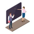 Teachers Standing Near Blackboard on Lesson 3D