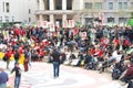 Teachers and supporters holding signs protesting at a Teacher Strike Rally in Oakland, CA