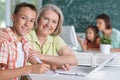 Teachers working with pupils Royalty Free Stock Photo