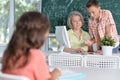 Teachers working with pupils Royalty Free Stock Photo