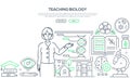 Teaching biology - colorful line design style banner