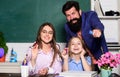 Teaching daughter. Mom and dad teachers helping child with learning. Good learning environment. Learners must feel Royalty Free Stock Photo