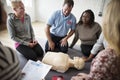 Teaching how to do CPR Royalty Free Stock Photo