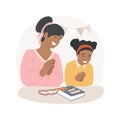 Teaching kids to pray isolated cartoon vector illustration.