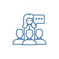 Teaching line icon concept. Teaching flat vector symbol, sign, outline illustration.