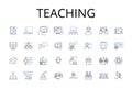 Teaching line icons collection. Instructing, Educating, Tutoring, Coaching, Mentoring, Guiding, Training vector and