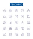 Teaching line icons signs set. Design collection of Instructing, Educating, Tutoring, Guiding, Coaching, Mentoring